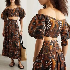 Mara Hoffman Juana Printed Tencel Lyocell Off the Shoulder Crop Top 6